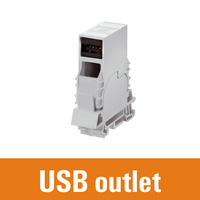 Mounting rail outlet USB